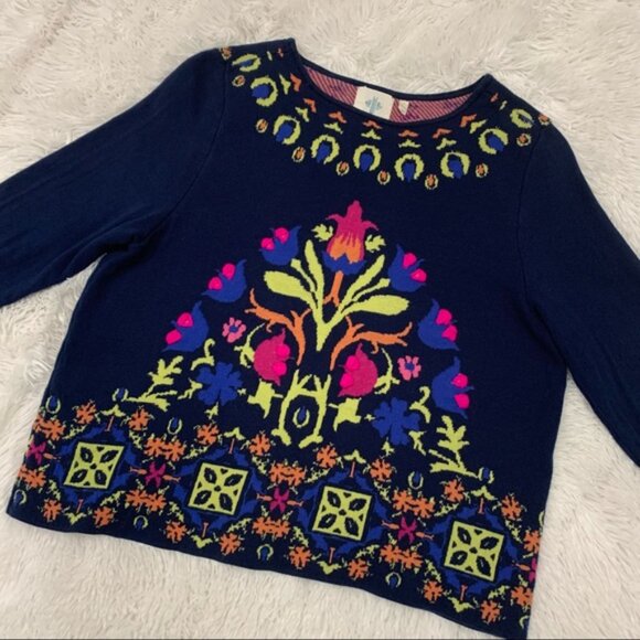 Anthropologie onogram loral ntarsia weater - Picture 7 of 16